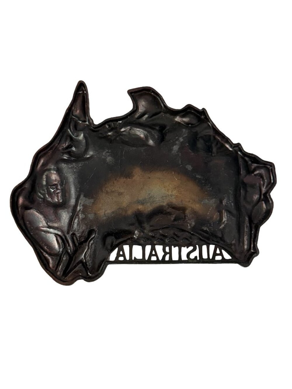 Vintage Australia Souvenir Wall Plaque Map Aboriginal Dolphin Kangaroo Metal Dec - Picture 3 of 5